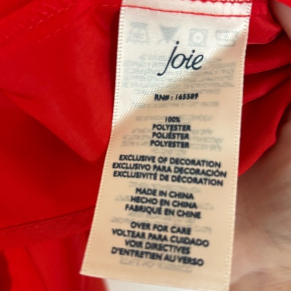 Joie Red Gathered Ruffle Neck Holiday Blouse - Picture 5 of 9